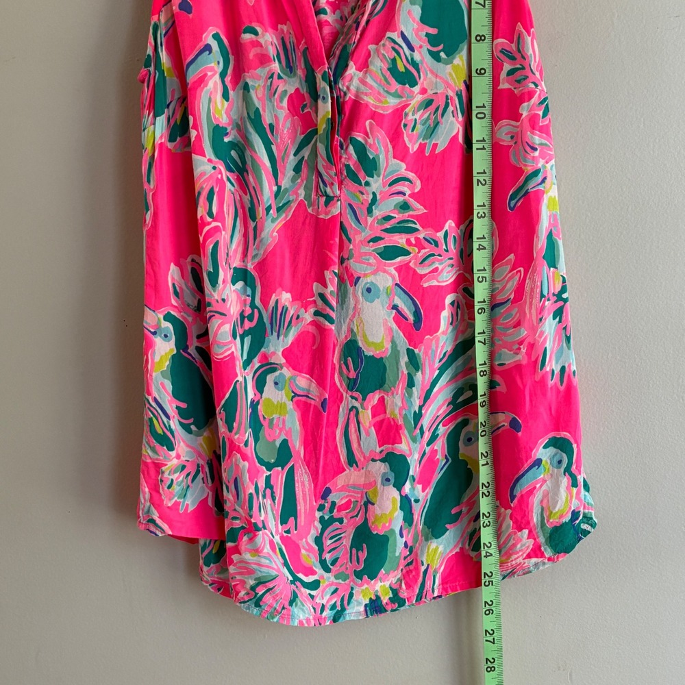 Lilly Pulitzer Top Womens XS Pink Toucan Tropical Sleeveless Beach Colorful - Picture 5 of 7